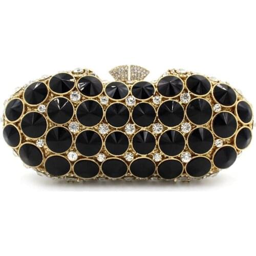 Bee In Fly Elegant Black Solid Diamond Evening Clutches Bag Women Fashion Wedding Party Handbag Purse Bridal Crystal Womens Bag