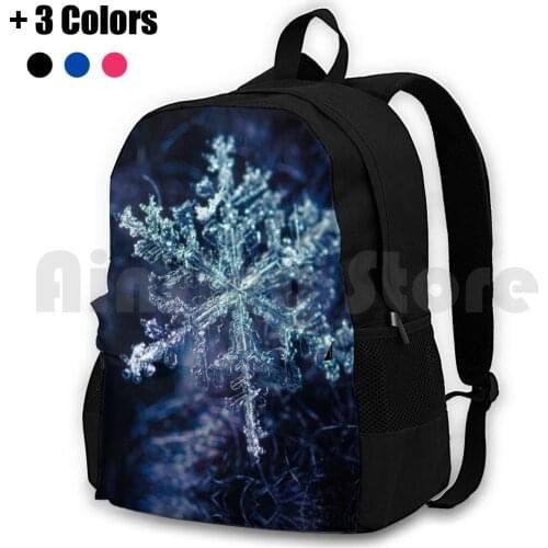 Crystal Snowflake Outdoor Hiking Backpack Riding Climbing Sports Bag Snow Ice Winter Crystal Iridescent Cool Clear Colorful