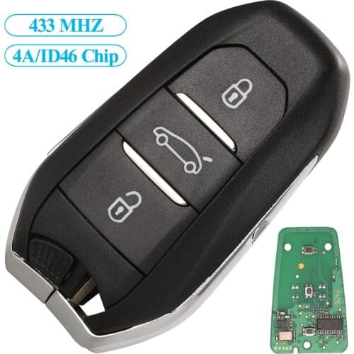 Jingyuqin Smart Keyless-Go Remote Car Key HU83 VA2 433MHZ 4A ID46 PCF7945 For Peugeot 208 308 508 3008 Citroen C4 DS4 DS5 HITAG2