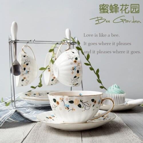American European Style Ceramic Bone China Coffee Cup and Saucer Set Black Tea Afternoon Tea Cup Latte Cup Gift Box Phnom Penh