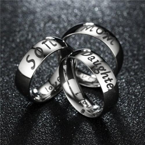 HIP HOP Titanium Stainess Steel Elegant Family LOVE MOM SON DAUGHTER Ring For Men Jewelry 5-13 US Size