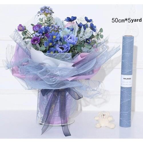 Lace Mesh Korean DIY Wrapping Paper Gauze Flower Gift Packaging Supplies Plain Color Florist Bouquet Floral Decoration 5yards