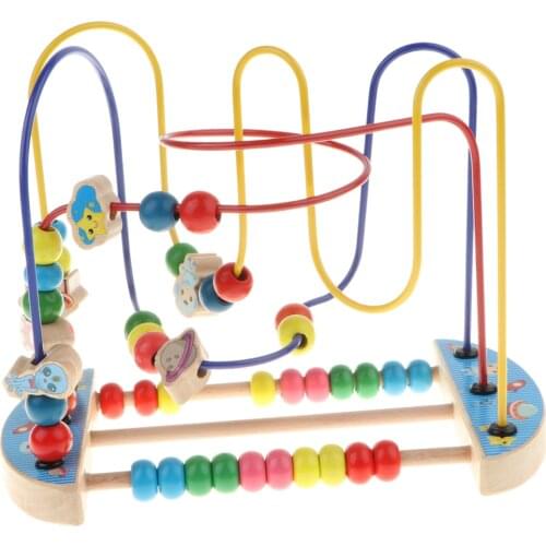 Space Bead Maze Roller Coaster Wooden Educational Circle Toy for Toddlers