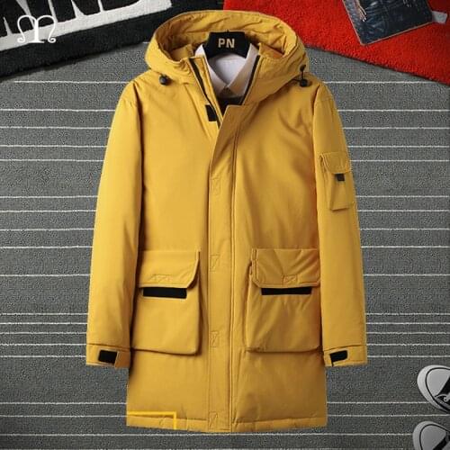 Long Coat Men Big Pocke Winter Oversize Streetwear Parkas Male Fashion Solid Jacket Casual Warm Clothes Mens Overcoat Thermal