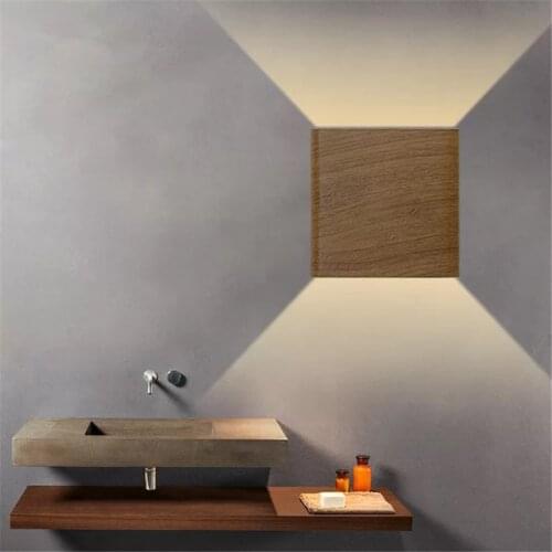 Square wood grain LED indoor lighting wall lamp modern home decoration wall lamp aluminum lamp 5W COB 85-265V bathroom corridor