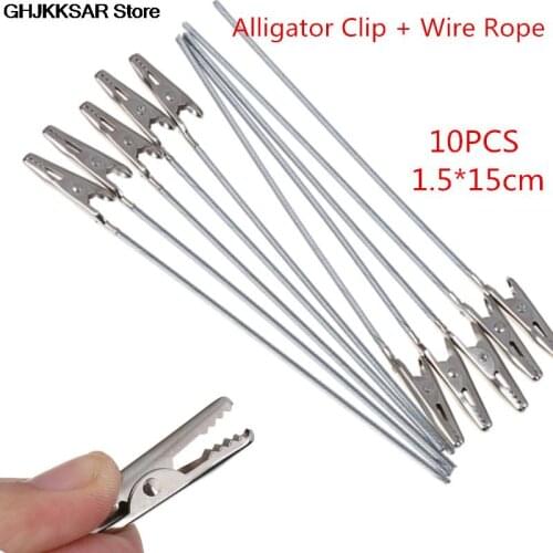 10pcs Non-insulated Alligator Clips Metal Electric Test Crocodile Clip Clamps Alligator Clip Wire Rope In Alligator Clips NEW