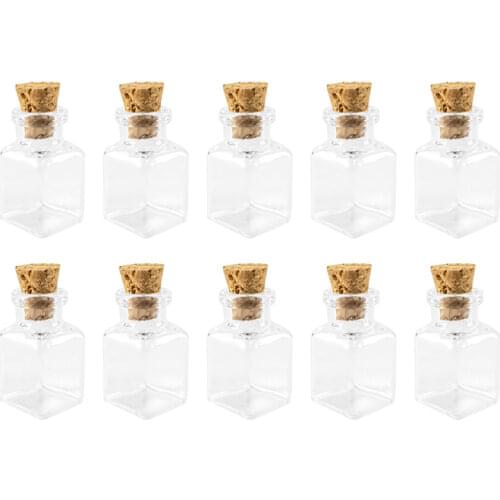 Mini Glass Bottles Pendants Rectangle Transparent Bottles With Cork Littles Jars For Gift Pendants 100pcs/lot Free shipping