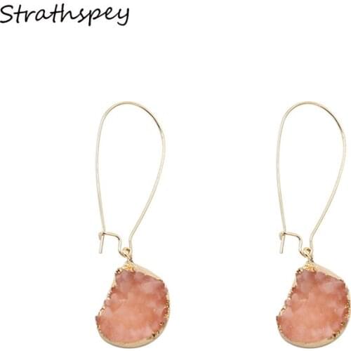 STRATHSPEY Trendy Drop Dangle Earrings For Women Irregular Geometric Pink Color Earrings Statement Jewelry Party Gifts Bijoux
