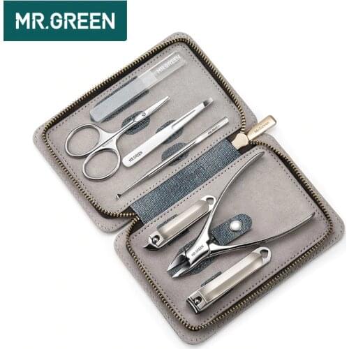 MR.GREEN Nail Art Tool Sets 7PCS/ Set Stainless Steel Universal Home Manicure Set Nail Clippers Cleaner Grooming Kit Nail Care