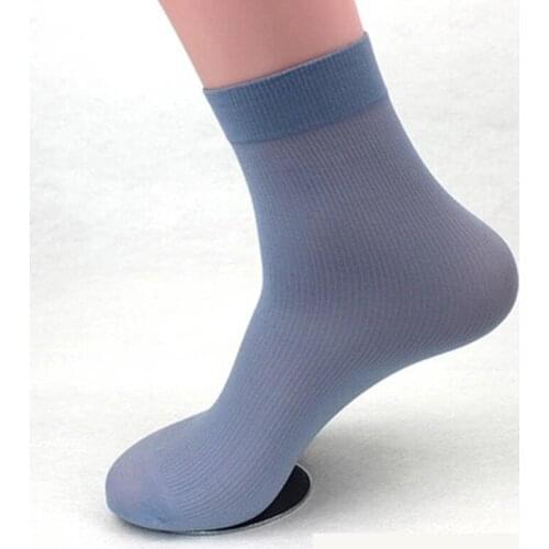 5 pairs of summer mens business thin medium-sized short silk socks bamboo fiber socks