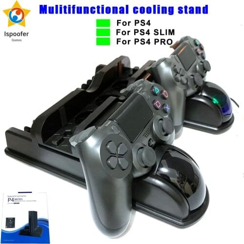 2020 Newest Multifunctional Cooling Stand 3 Built-in Cooling Fans Dual Controllers Charging Station Compatible for PS4 Slim Pro