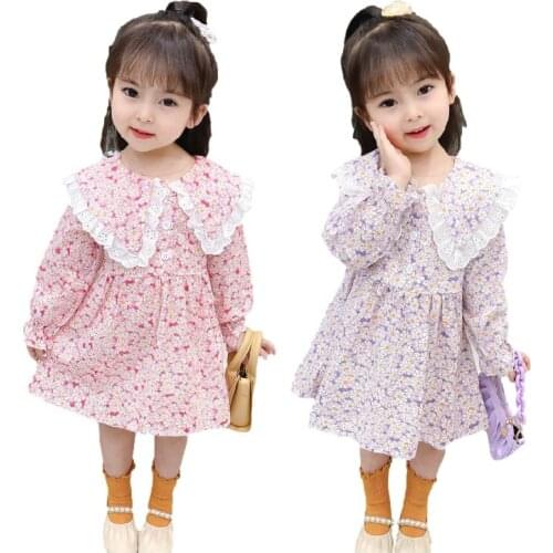 New Arrival Baby Girls Dress Spring Autumn Clothes Flower Cotton Comfortable Long Sleeve Dress For Girl Dress Children Clothing
