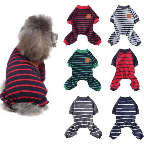 Pet Dogs Cat Striped Clothes Cute Small Dogs Pajamas Puppy Jumpsuit For Dog Coat Chihuahua Sleepingwear Dogs Clothing
