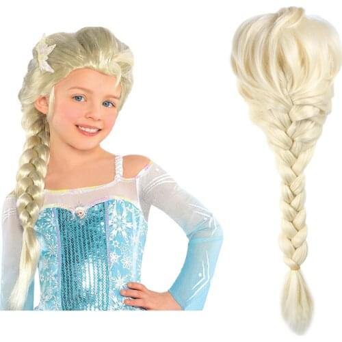 Findpitaya Children Girls Wig Kids Cosplay Party Supply Elsa Anna Braid Mermaid Jasmine Aladdin Moana Hair