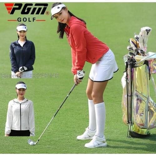 Pgm Women Golf Coat Hooded Golf Jacket Long Sleeve Table Tennis Windbreaker Ladies Slim Rain-Proof Dry Fit Jackets Sportswear