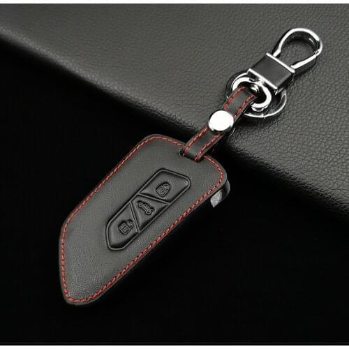 Hot Sale100% Leather Car Key Case Cover For VW Volkswagen Golf 8 Mk8 2020 Skoda Octavia 3 Button Smart Keyless Remote Accessorie