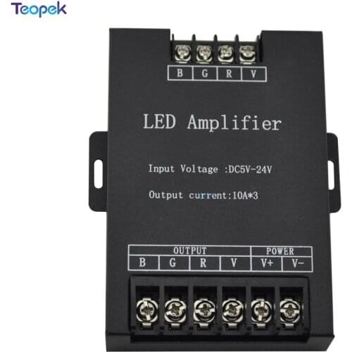 RGB Led Amplifier Controller input 5V 12V 24V 10A*3 30A Signal Repeater 360W for 3528 5050 RGB Led strip