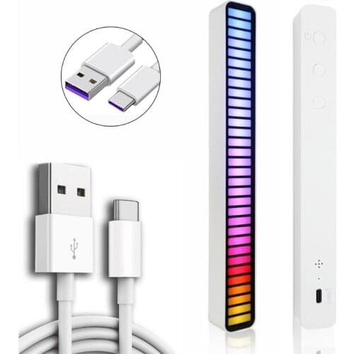 RGB LED Light Track Music Control Sound Pickup Rhythm Lamp Backlight Night Lamps for Bar Car Atmosphere Decoration Home