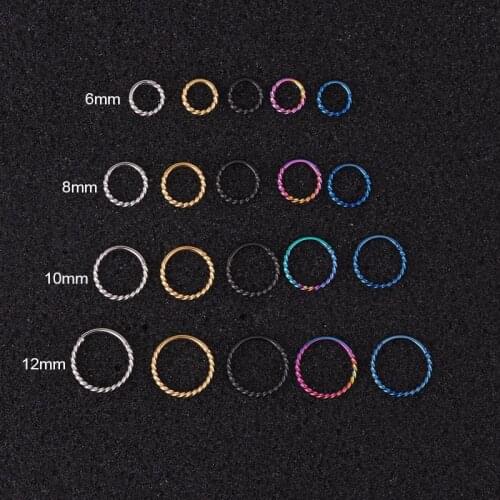 1Pcs 6mm/8mm/10mm Colorful Cartilage Earrings Ear Buckle For Women Stainless Steel Small Twist Earrings Thin Hoops Jewelry Gift