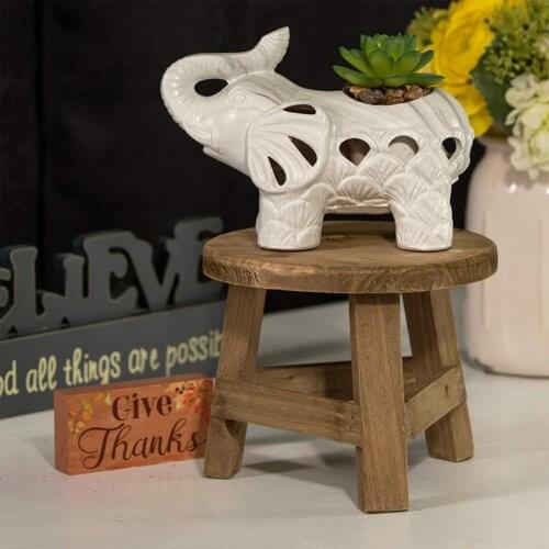 Plant Stand Stool Wooden Flower Pot Holder Round Rack Bonsai Balcony Garden Shelf Indoor Outdoor Succulent Display High Stool