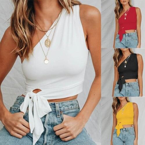 2021 Womens Fashion Spring And Summer New One-shoulder Sleeveless Straps Sexy Solid Color Summer Top