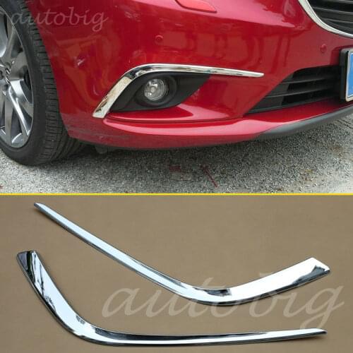 Triple Chrome ABS FRONT Fog Light Cover Lamp Eyebrow Foglight Trim FOR 2014 2015 Mazda 6 GJ ATENZA Mazda6 M6