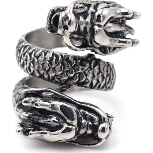 Foreign Trade Retro Nightclub Exaggerated Titanium Steel Trendy Mens Ring Mens Domineering Ring Double Tap Ring For Man