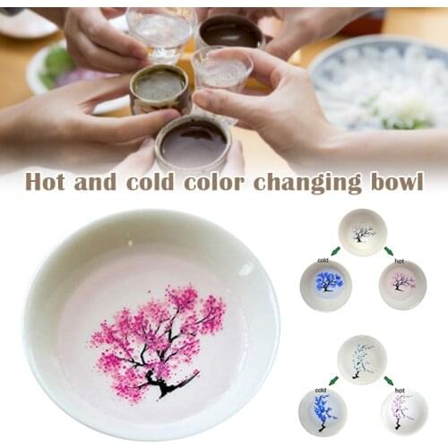 Magic Sakura Sake Cup Color Change with Cold/Hot Water-See Peach Cherry Flowers Bloom Magically Sakura Blossom Tea Bowl