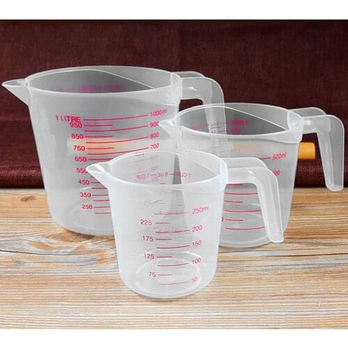 250/500/1000ml High Quality Plastic Double Scale Transparent Measuring Cup Mug Pour Spout Measuring Device Kitchen Weighing Tool