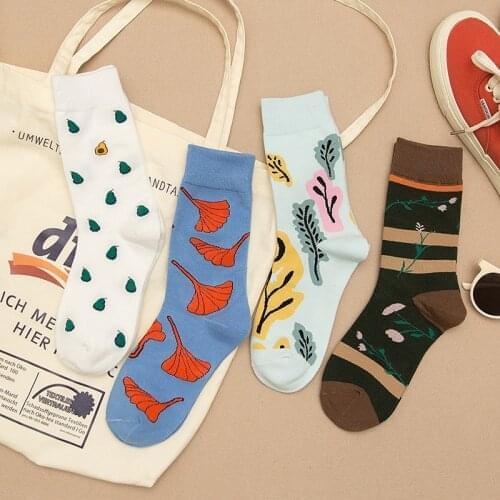 Japanese Korean Style Cartoon Plant Fruit Funny Socks Women for Autumn and Winter Streetwear Fashion Womens Cute Socks 092901