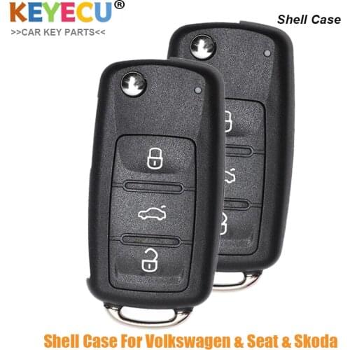 KEYECU 2Pcs for Volkswagen for Seat for Skoda Octavia Citigo Arosa Replacement Remote Control Key Shell Case Fob Cover Housing