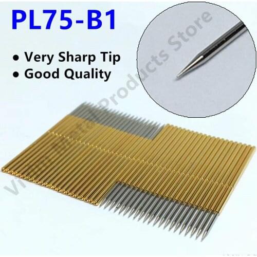 100PCS Spring Test Probe PL75-B1 Phosphor Bronze Nickel Plated PCB Probe Diameter 1.02mm Probe Instrument Tool Length 33.35MM
