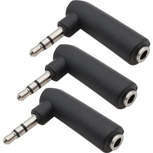 3Pcs Right Angle Audio Adapter 3.5mm Female Jack to 3 Pole 3.5 mm Male Plug Stereo Headphone Connectors Aux Extension Converter