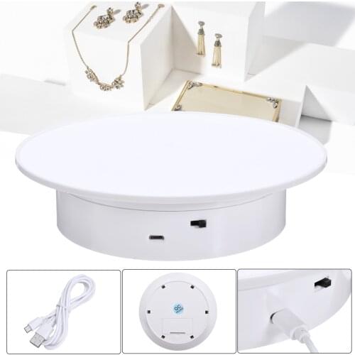 360 Degree Electric Rotating Turntable Jewelry Display Stand for Photography Jewelry Watch Phone Digital Product Display