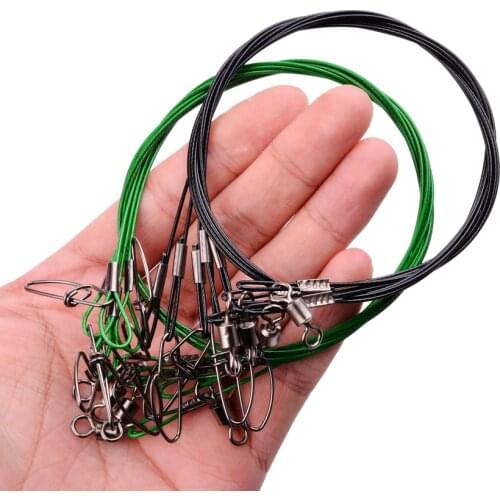 5pcs 50cm Fishing Leashs Leader Wire Fishing Line Test 150Lbs/68kg pesca Anti-bite Wire Line with Swivel Snap Carp Fishing Gear