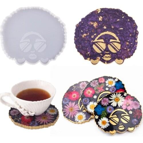 Afro Female Epoxy Resin Mold Tea Mat Human Head Coaster Tray Silicone Mould DIY Art Craft Soap Tool Handmade Table Decoration