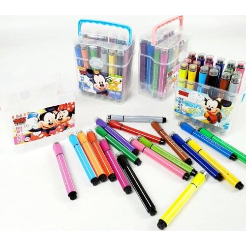 Disney Mickey Minnie student cartoon seal watercolor pen 18 colors 24 colors childrens large-capacity seal pen school supplies