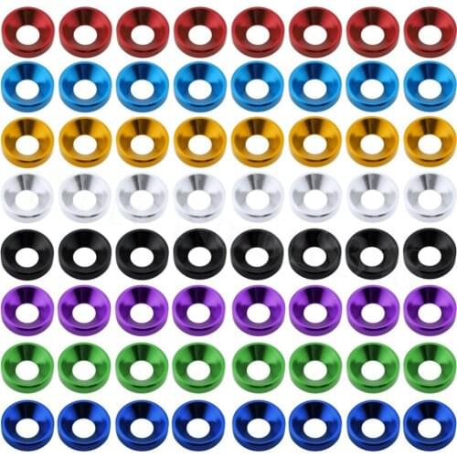 80PCS/Lot Aluminum M4 Countersunk Washer Flat Head Screws Bolts For Hobby RC Model Car Quadcopter Parts Replacement Anodized CNC