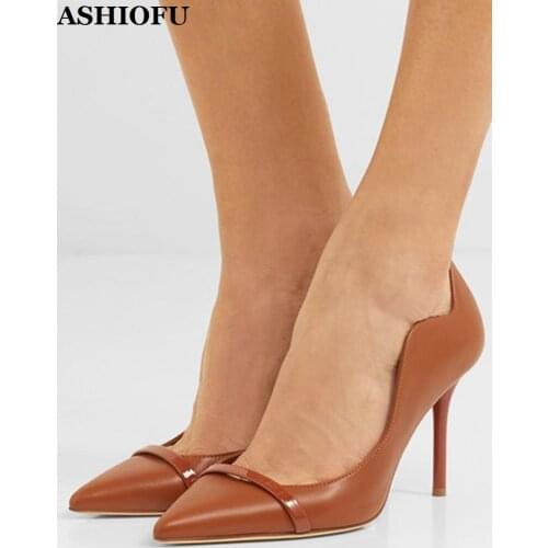 ASHIOFU Hot Sale Handmade Ladies High Heel Pumps Office Party Prom Shoes Slip-on Evening Fashion Daily Wear Pumps Court Shoes