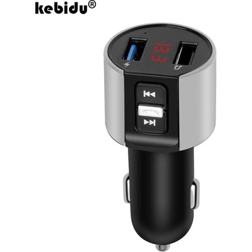 FM Transmitter Dual USB Car Charger Fast Charging Handsfree Bluetooth 5.0 Car Kit Audio Aux Modulator Voltage Digital Display