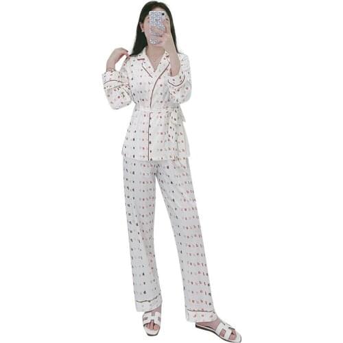 Velvet Pajamas Women Autumn Winter Sleepwear Long Sleeve Casual Nightwear Pyjamas Suit Loose Home Clothes Printing Sleep Set