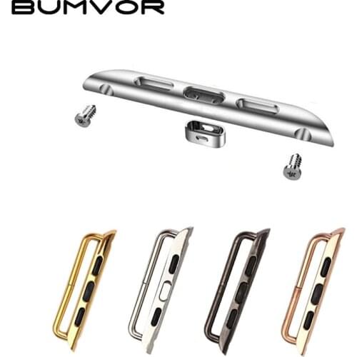 BUMVOR 1 Pair Seamless Metal Connector Clasp 5/4/3/2 Watch Band Buckle Connection Adapter for Apple Watch 40mm 44mm 38mm 42mm