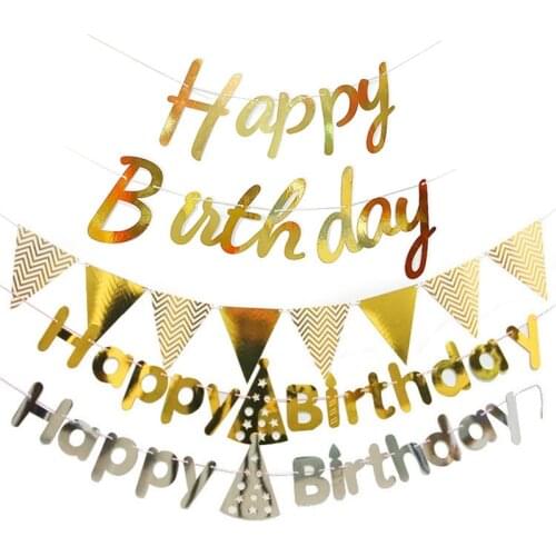 Babys first birthday happy birthday Siamese letters pull flag bronzing garland banner party party decoration
