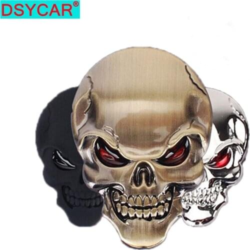 DSYCAR 1Pcs Fashion 3D Skull Zinc Alloy Metal Car Sticker for Car Motorcycle Logo Skull Emblem Badge Car Styling Stickers New
