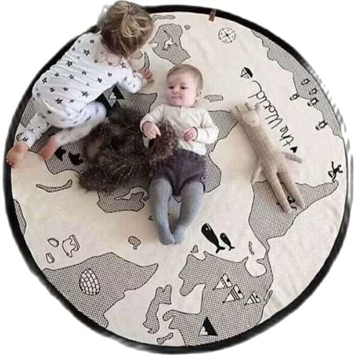 Play Mat world map Baby Mats Newborn Infant Crawling Blanket Cotton Round Floor Carpet Rugs Mat for Kids Room Nursery Decor