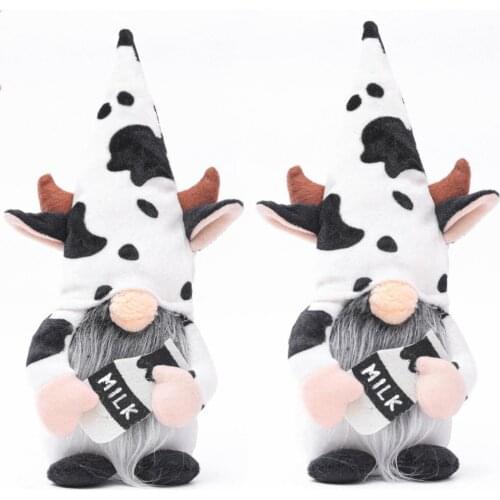 Cartoon Cow Pattern Dwarf Decoration Faceless Vivid Fabric Gnome Doll Harvest Festival Gifts For Mum Kids Friend