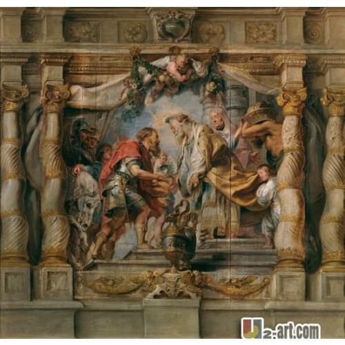 Canvas Prints (Abraham y Melquisedec Rubens) Monder art picture reproduction oil painting for corridor 13-Zjyh-(114)(24*24 inch)