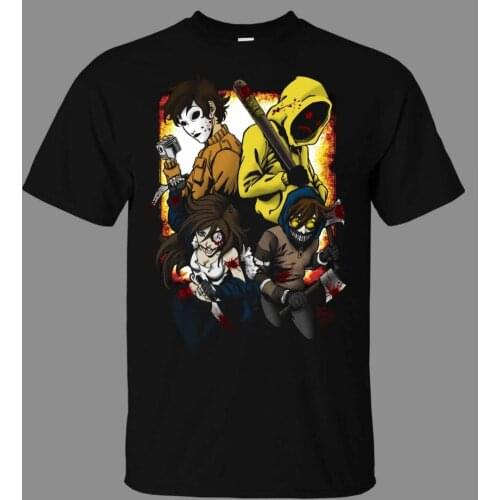 Creepypasta Family V2 T-Shirt - Direct From Stockist T-Shirt for Male Short Sleeves 100% Cotton Classic Sleeveless T Shirt