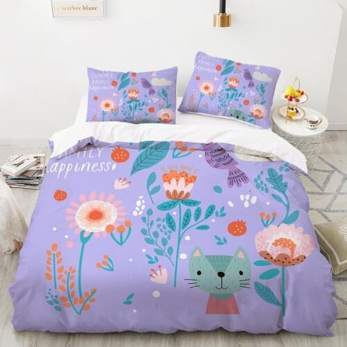 Cartoon 3d Printed Bedding Set Twin Size Kids Bed Linen Children Comforter Duvet Cover Set with Pillowcase Cute Bed Set130x200