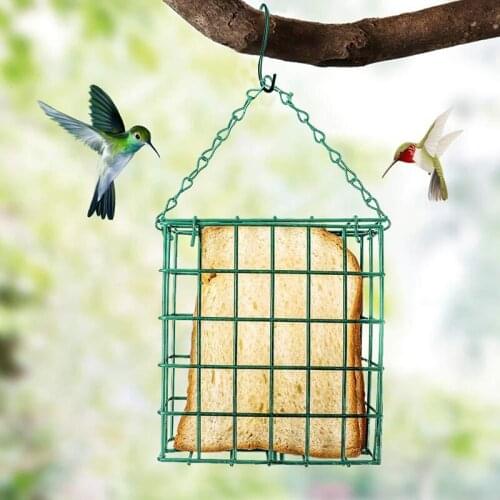 Bird Feeder Green Square Cube Bread Piece Portable Outdoor Wild Parrot Feeder Fruit Vegetable Bird Feeder 2021 New